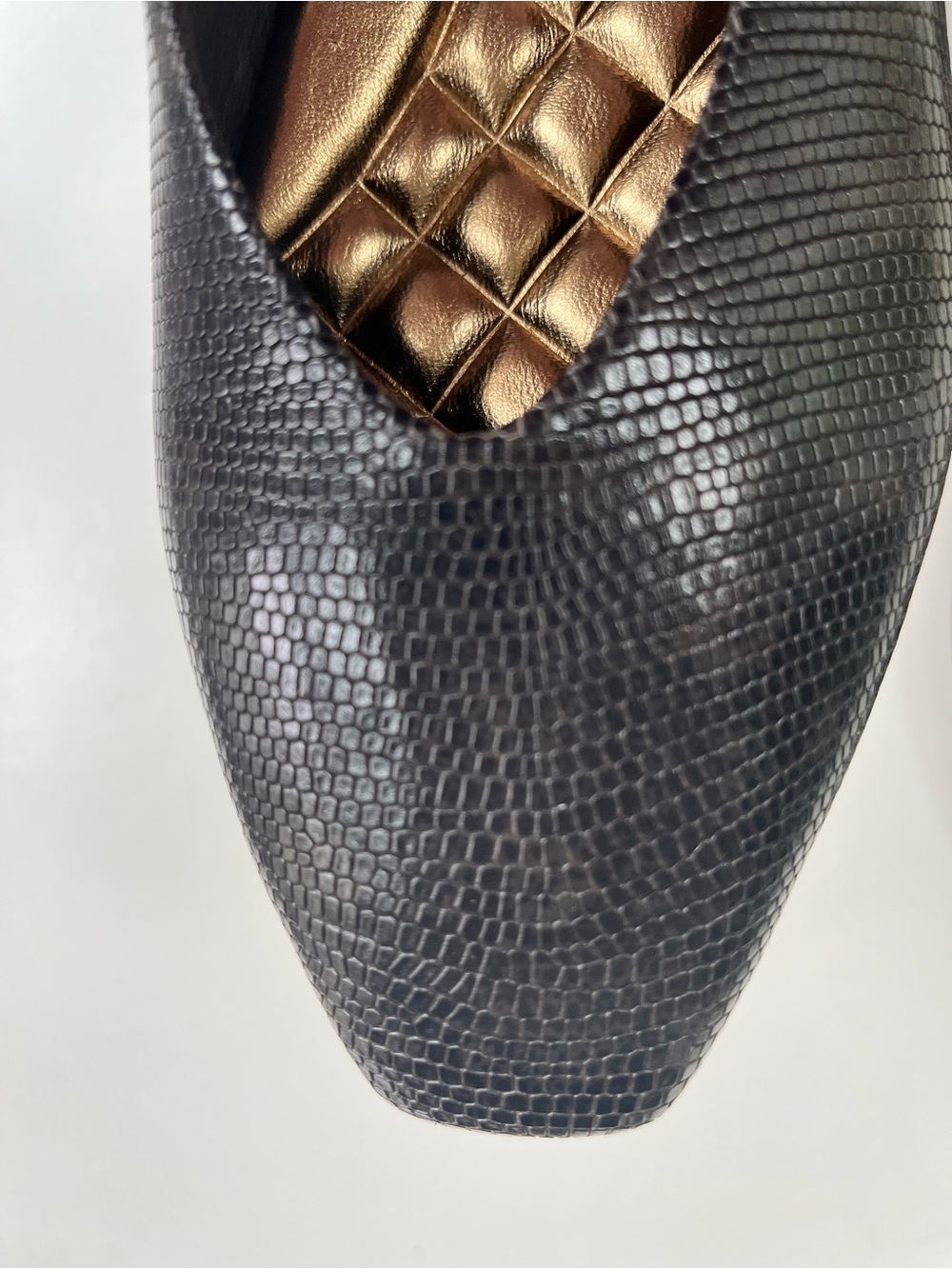 Birdies Black Textured Slip-On Flats with Quilted Metallic Insole - Picture 5 of 11